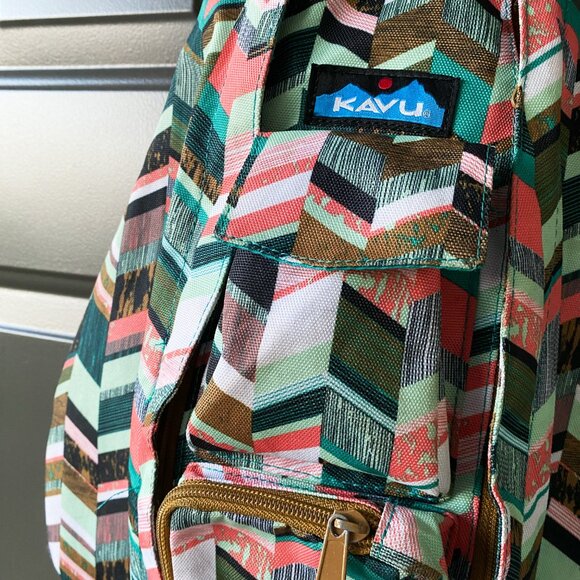 KAVU Original Rope Sling Pack with Adjustable Rope Shoulder Strap, Coastal Block - Picture 2 of 15